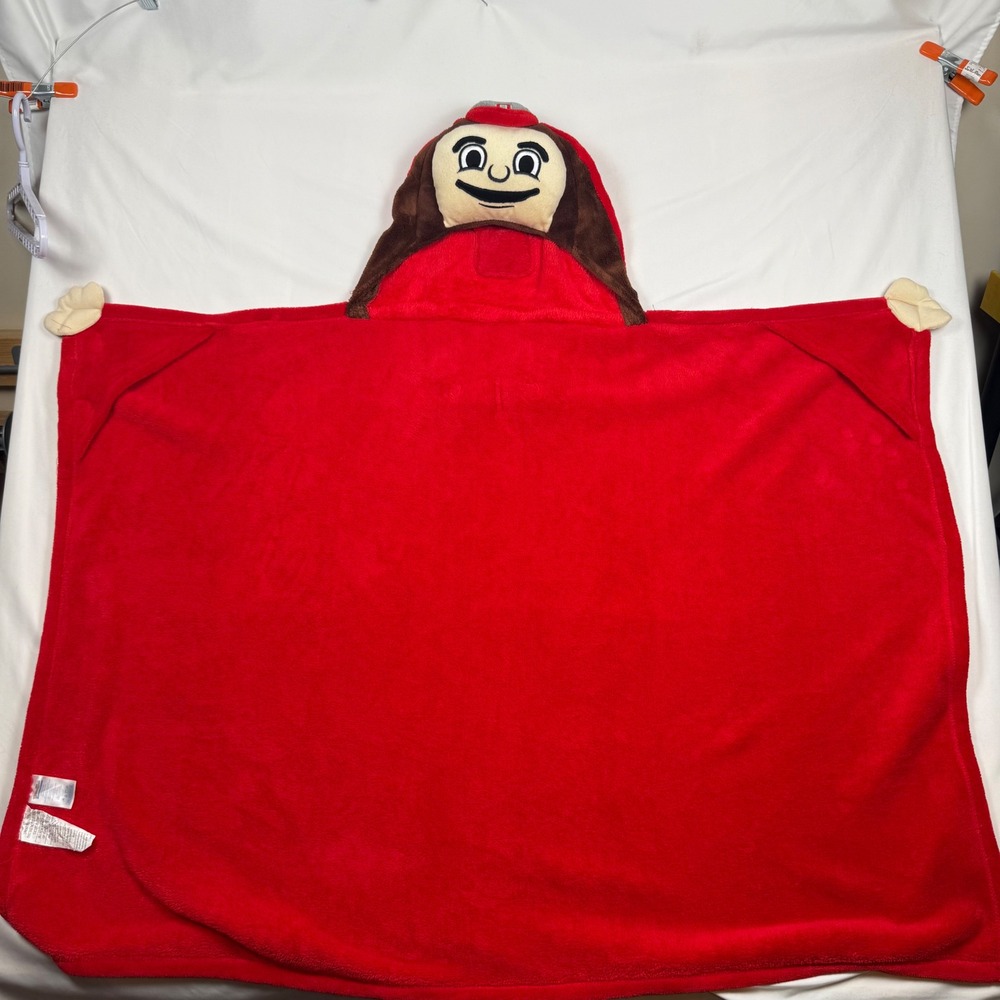 Mascot Wear Ohio State Buckeyes Brutus Youth Wearable Hooded Blanket Red 36x28
